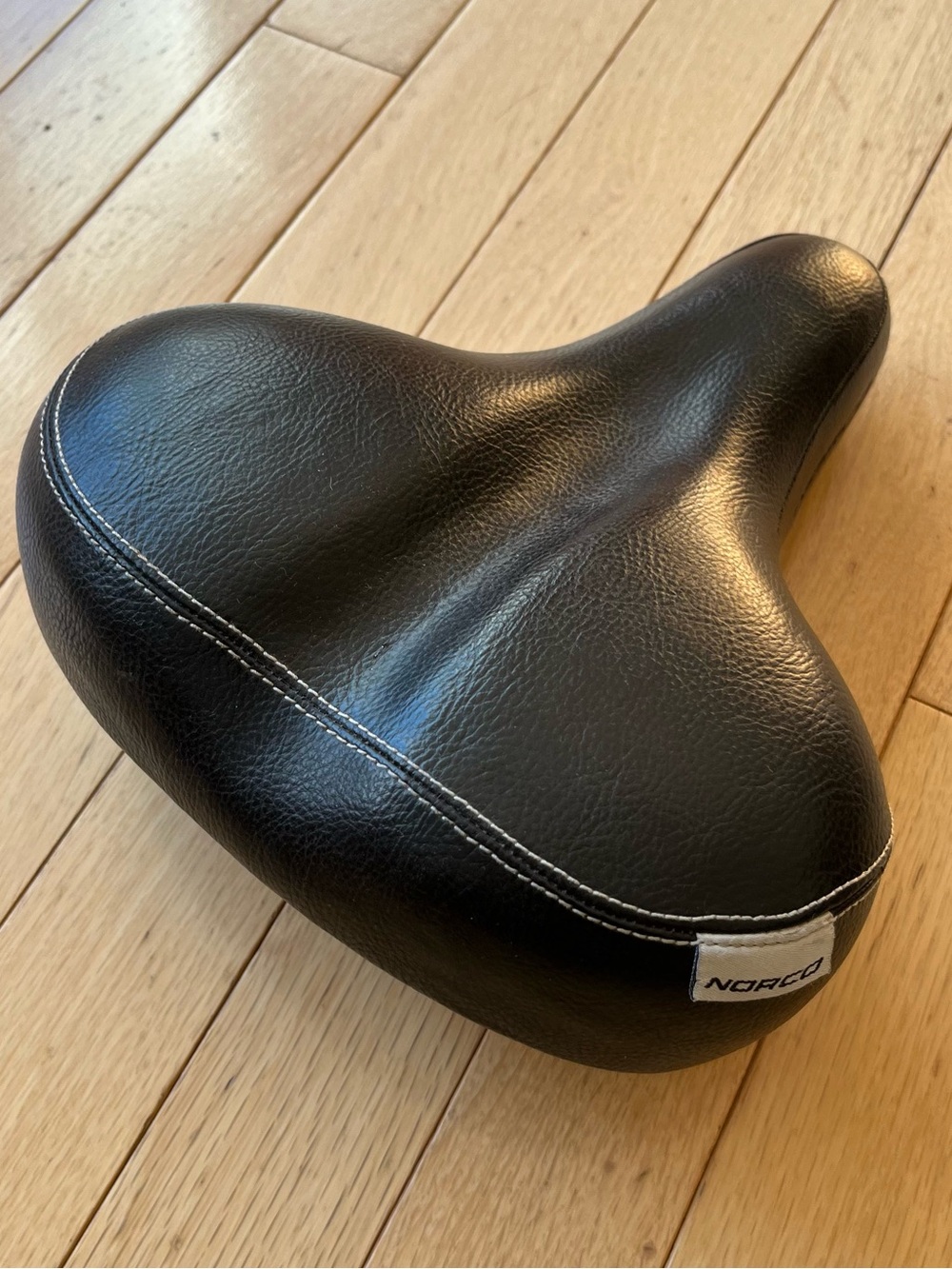 Black Bicycle Saddle with White Topstitch